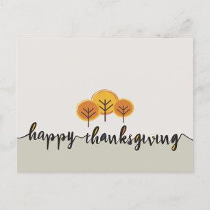 Carte Postale Bon thanksgiving de script minimaliste arbres de c