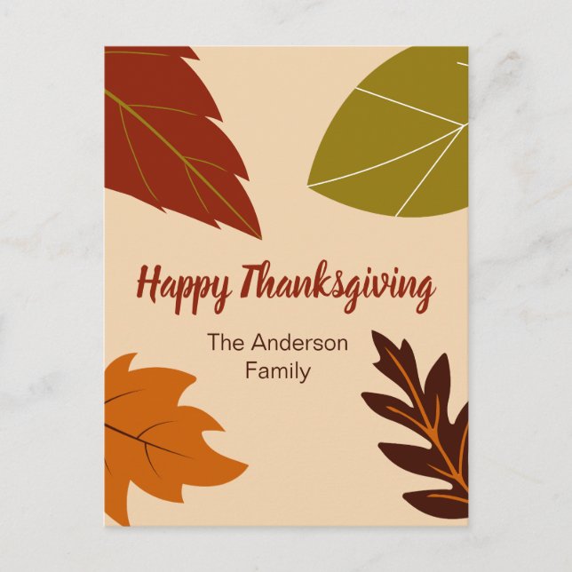 Carte Postale Bon thanksgiving Fall Leaves et votre nom (Devant)