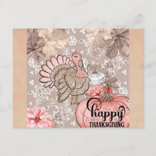 Carte Postale Bon thanksgiving fille mignonne Turquie
