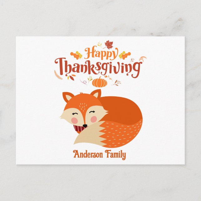 Carte Postale Bon thanksgiving Fox couché mou (Devant)