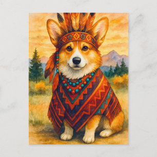 Carte postale Bon thanksgiving indien Corgi