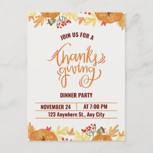 Carte postale bon thanksgiving Invitation