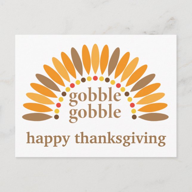 Carte Postale Bon thanksgiving mignonne Gobble Dinde Dinde plume (Devant)