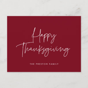 Carte Postale Bon thanksgiving minimaliste manuscrit
