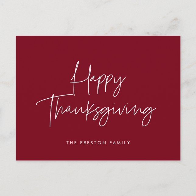 Carte Postale Bon thanksgiving minimaliste manuscrit (Devant)