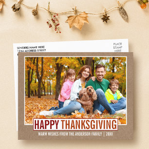 Carte Postale Bon thanksgiving moderne Famille Photo Kraft