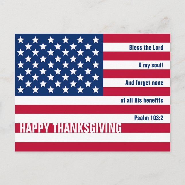 Carte Postale Bon thanksgiving Patriotique Christian USA (Devant)