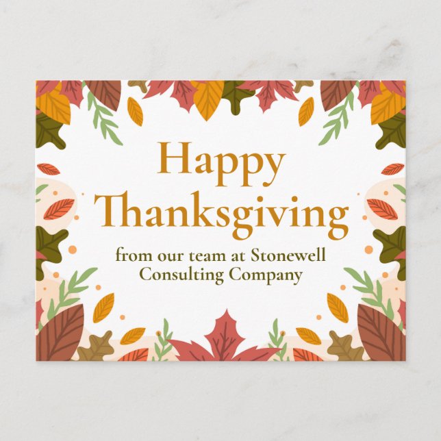 Carte Postale Bon thanksgiving personnalisé Automne Marketing d' (Devant)