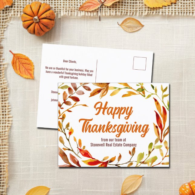 Carte Postale Bon thanksgiving personnalisé Société Feuilles d'a (Créateur téléchargé)