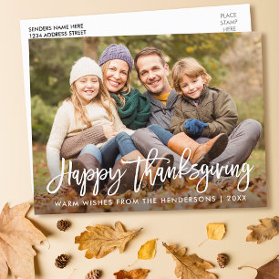 Carte Postale Bon thanksgiving photo de script de pinceau modern