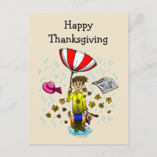 Carte Postale Bon thanksgiving Rainy and Windy Day