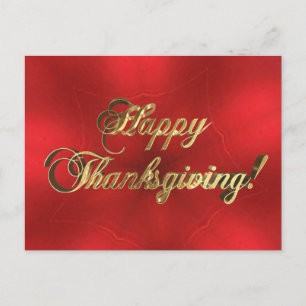 Carte Postale Bon thanksgiving Script rouge et or chic