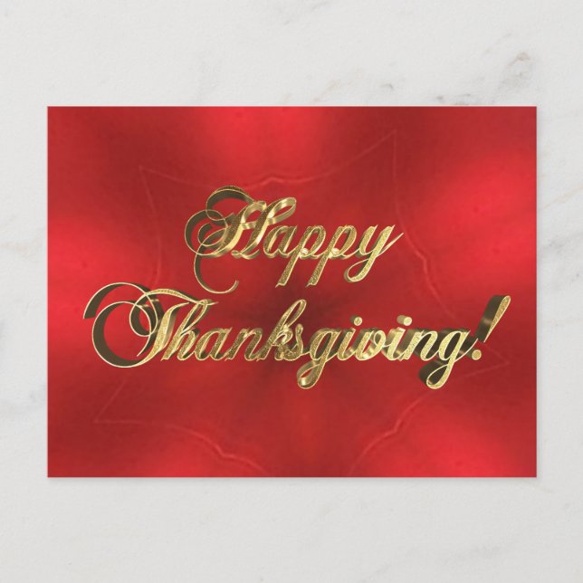 Carte Postale Bon thanksgiving Script rouge et or chic (Devant)