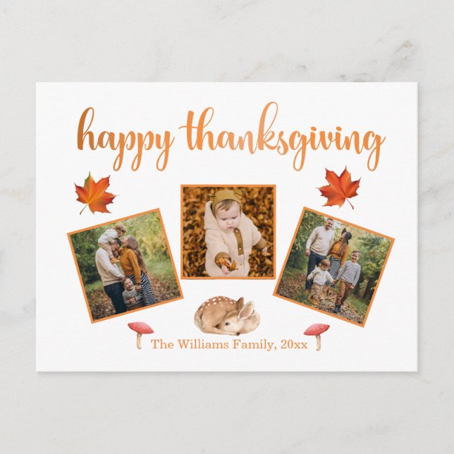 Carte Postale bon thanksgiving vacances 3 photos collage chic (Devant)