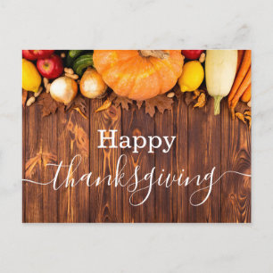 Carte Postale bon thanksgiving, vacances rustique en bois simple