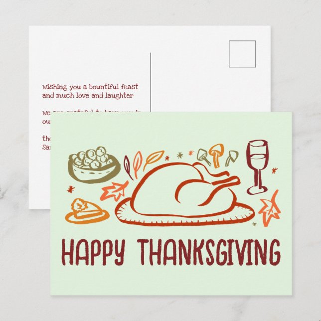 Carte Postale Bon thanksgiving Whimsgiving sur mesure (Devant / Derrière)