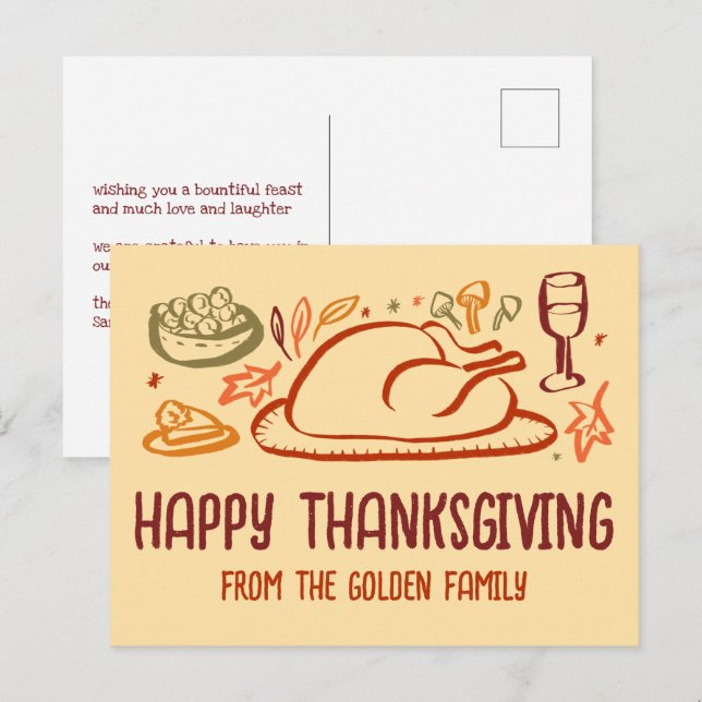 Carte Postale Bon thanksgiving Whimsgiving sur mesure (Devant / Derrière)