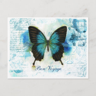 Carte Postale Bon Voyage Blue Butterfly VictorianTravel