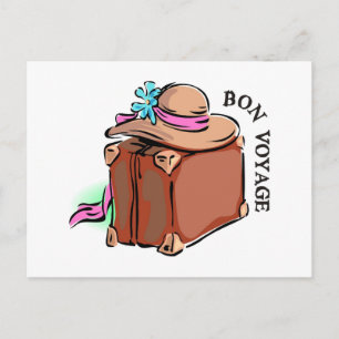 Carte Postale Bon Voyage, faites un bon voyage ! Bagages et casq
