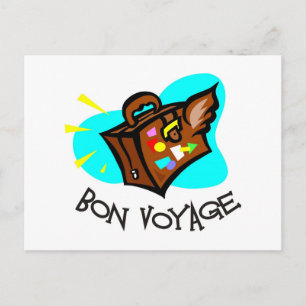 Carte Postale Bon Voyage, faites un bon voyage ! valise ailée