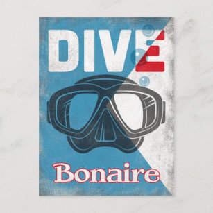 Carte Postale Bonaire Masque De Plongée Vintage
