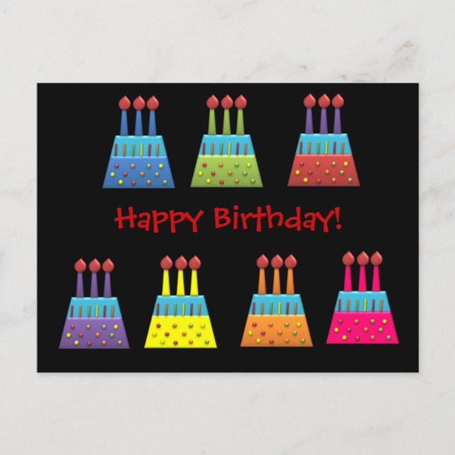Carte Postale BonBon Party Rainbow Birthday Cakes (Devant)
