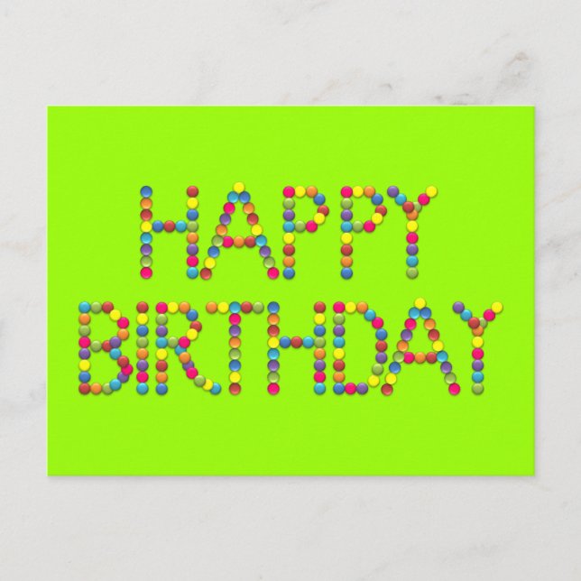 Carte Postale BonBon Party Rainbow Happy Birthday Postcard (Devant)