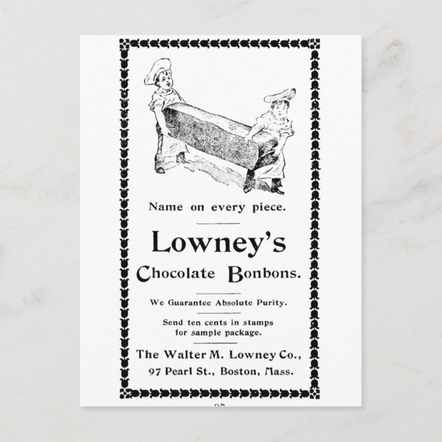 Carte Postale Bonbons au chocolat de Lowney (Devant)