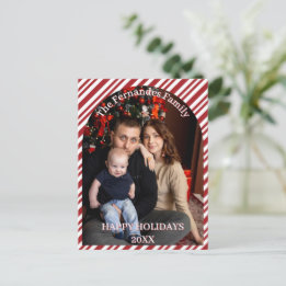 Carte Postale Bonbons de Noël Rayures de Canne à Sucre Personnal