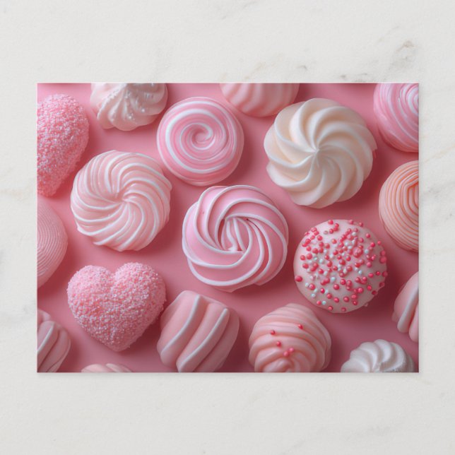 Carte Postale Bonbons roses de sucre Saint-Valentin (Devant)