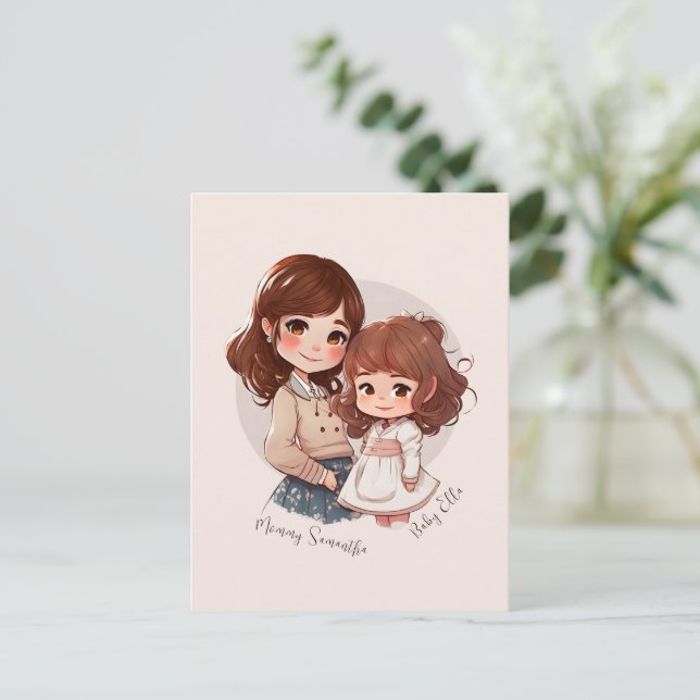 Carte Postale Bond adorable maman et fille (4) (Debout devant)