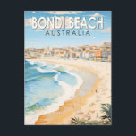 Carte Postale Bondi Beach Australie Travel Art Vintage<br><div class="desc">Bondi Beach dans un style vectoriel. Le croissant de sable blanc de Bondi est l'une des plages les plus emblématiques d'Australie.</div>