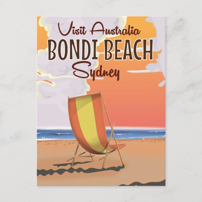 Carte Postale Bondi Beach vintage Travel Poster (Devant)