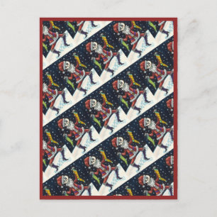 CARTE POSTALE BONES DE CLAPET SANTA, SQUELETTE DE FÊTE ET BAS