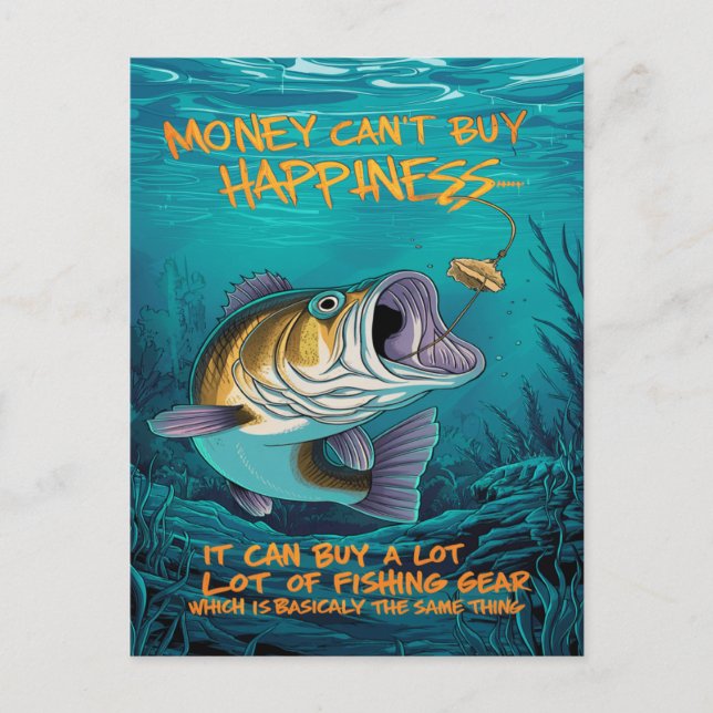 Carte Postale Bonheur de la pêche au bar (Devant)