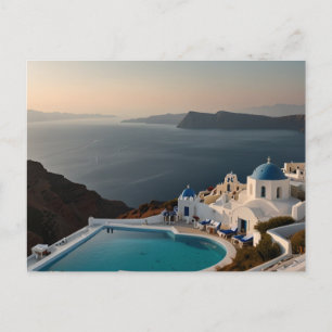 Carte Postale Bonheur du coucher de soleil à Santorin