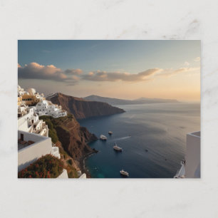 Carte Postale Bonheur du coucher de soleil à Santorin