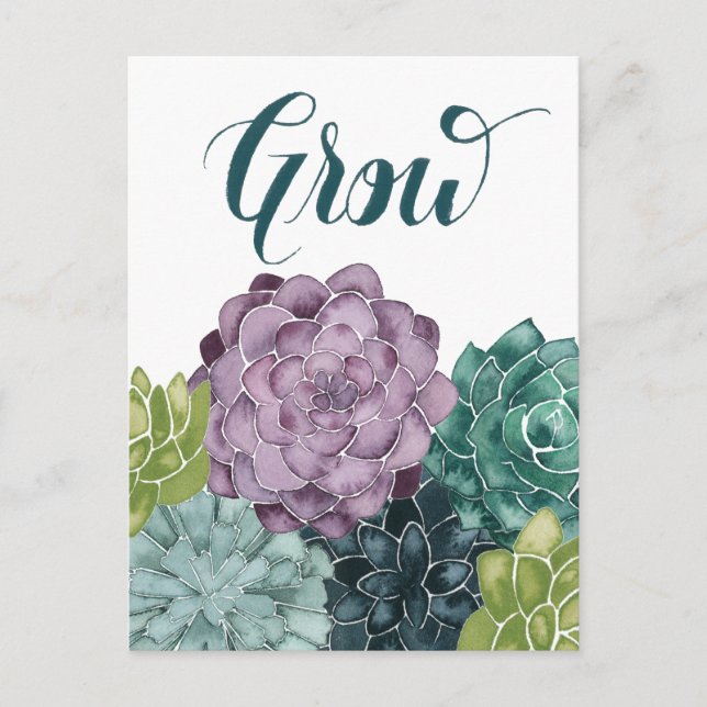 Carte Postale Bonheur plante | Grow Harvest Love (Devant)