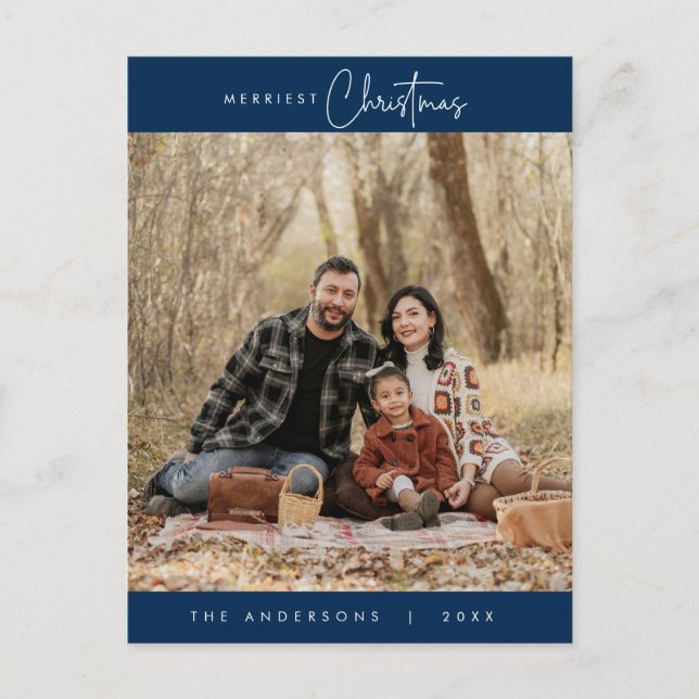 Carte Postale Bonheur Salutation Merriest Christmas Family Photo (Devant)