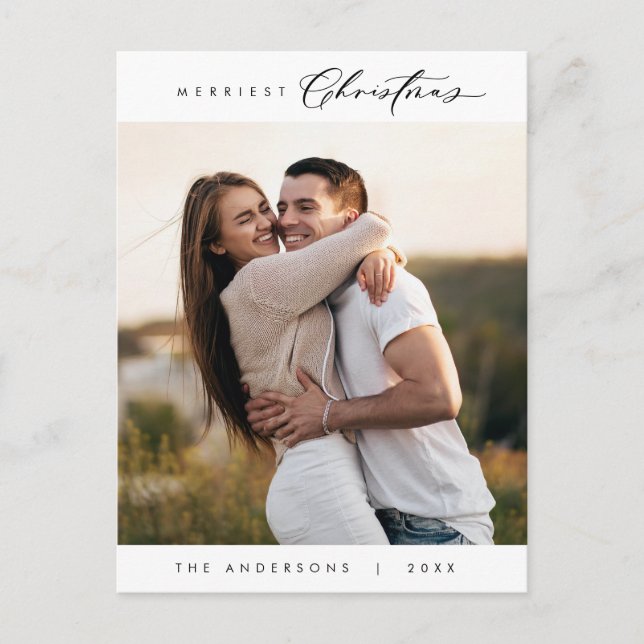 Carte Postale Bonheur Salutation Merriest Christmas Family Photo (Devant)