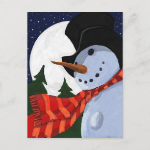 CARTE POSTALE BONHOMME DE NEIGE