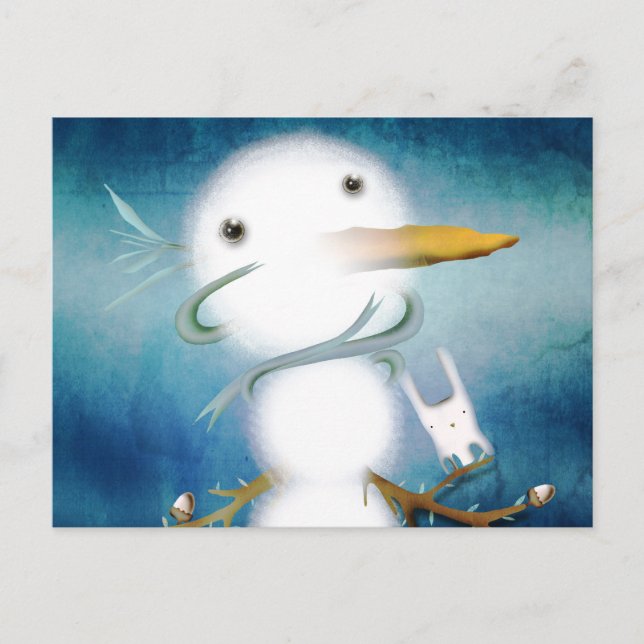 CARTE POSTALE BONHOMME DE NEIGE (Devant)