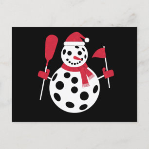 Carte Postale Bonhomme de neige chapeau de Père Noël Famille Xma