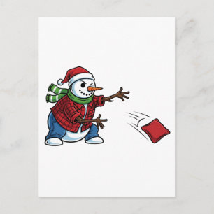 Carte Postale Bonhomme de neige Cornhole Noël 2026 Fête Tailgate