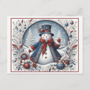 Carte Postale Bonhomme de neige de Noël