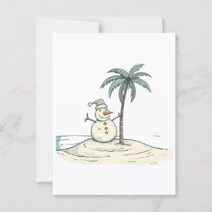 Carte Postale Bonhomme de neige de vacances d'été ambiance de pl
