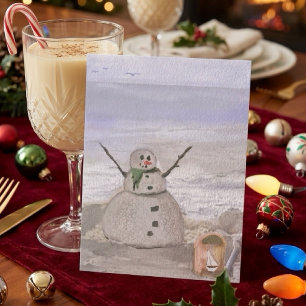 Carte Postale Bonhomme de neige Frosty à la plage