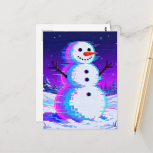 Carte Postale Bonhomme de neige Glitch