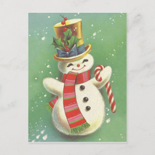Carte Postale Bonhomme de neige heureux