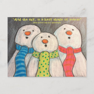 Carte postale bonhommes de neige dos blanc